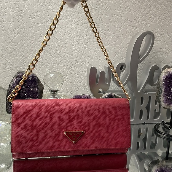 EUC, Auth PRADA MILANO Saffiano Leather Wallet w/Chain for Satchel  use - Picture 4 of 17